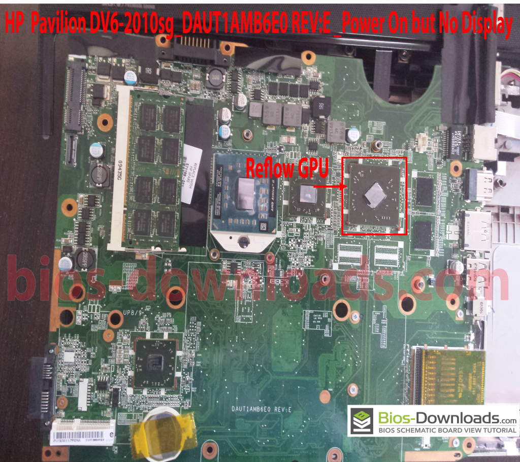 HP Pavilion DV6-2010sg_DAUT1AMB6E0 REV:E _Power On but No Display